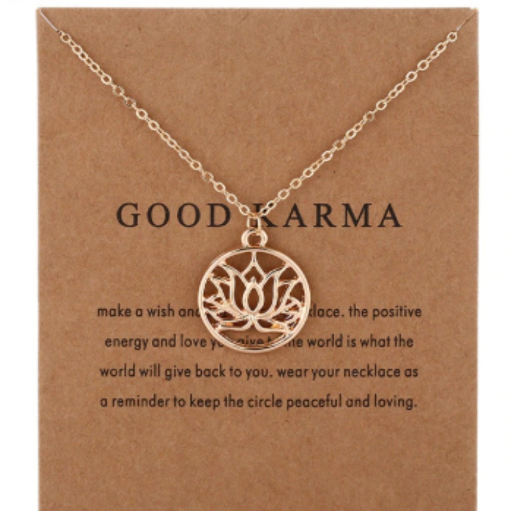 Good Karma Lotus Pendant Necklace with Card
